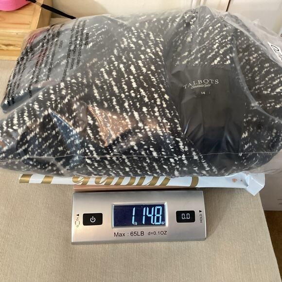 Talbots Double Breasted Alpaca Wool Sz 14 Black White Tweed Blazer Short Jacket - Picture 12 of 12